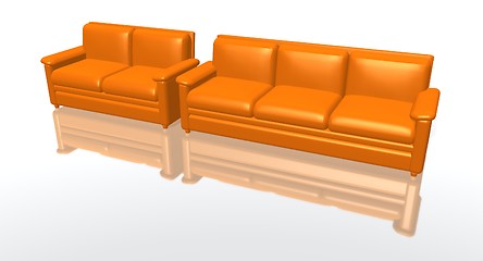 Image showing orange sofas