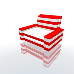 Image showing red and white armchair