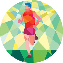 Image showing Marathon Runner Running Circle Low Polygon
