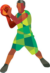 Image showing Basketball Player Ball In Action Low Polygon