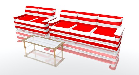 Image showing red and white sofas
