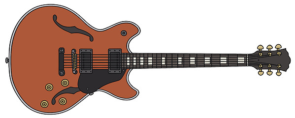 Image showing Retro red electric guitar