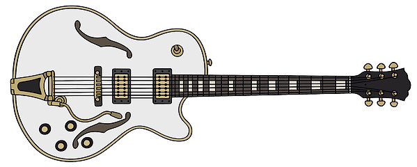 Image showing Classic white electric guitar