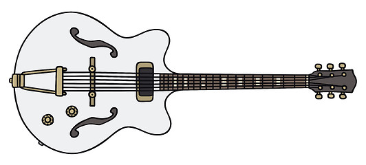 Image showing Old white electric guitar