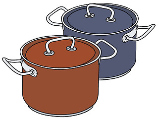 Image showing Red and blue pots