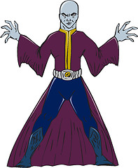 Image showing Bald Sorcerer Casting Spell Isolated Cartoon
