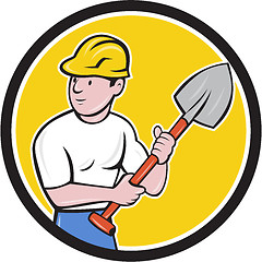 Image showing Builder Construction Worker Holding Spade Cartoon