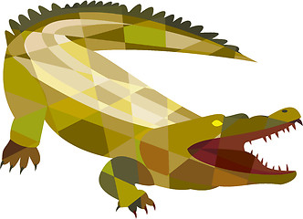 Image showing Alligator Crocodile Gaping Mouth Low Polygon