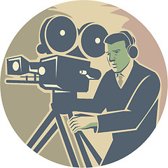 Image showing Cameraman Moviemaker Vintage Camera Retro