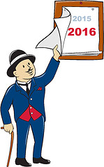 Image showing Man Peeling New Year 2016 Calendar