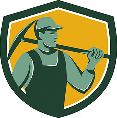 Image showing Coal Miner With Pick Axe Shield Retro
