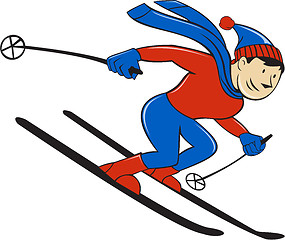 Image showing Skier Skiing Side Isolated Cartoon