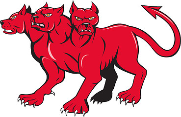 Image showing Cerberus Multi-headed Dog Hellhound Cartoon
