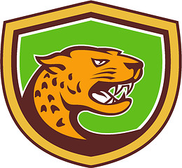 Image showing Jaguar Head Side Growling Shield Retro