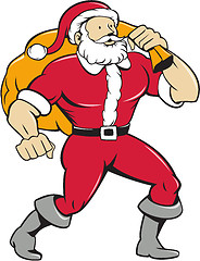 Image showing Super Santa Claus Carrying Sack Isolated Cartoon