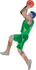 Image showing Basketball Player Jump Shot Ball Low Polygon