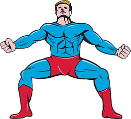 Image showing Superhero Squat Front Isolated Cartoon