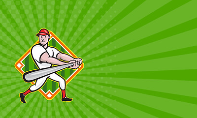 Image showing Business card Baseball Player Batting Diamond Cartoon