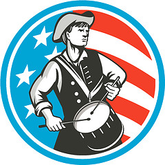 Image showing American Patriot Drummer USA Flag Circle Retro