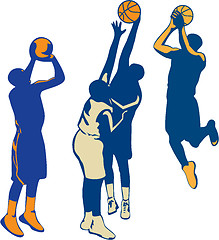 Image showing Basketball Player Shoot Ball Retro Collection