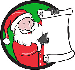 Image showing Santa Claus Paper Scroll Pointing Circle Cartoon