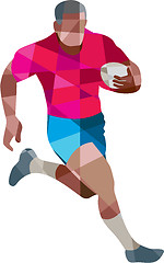 Image showing Rugby Player Running Side Low Polygon