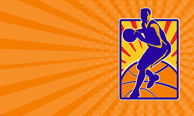 Image showing Business card Basketball Player Dribbling Ball Retro
