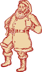 Image showing Santa Claus Father Christmas Thumbs Up Etching