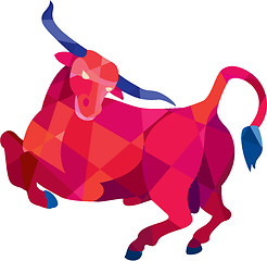 Image showing Texas Longhorn Bull Prancing Low Polygon