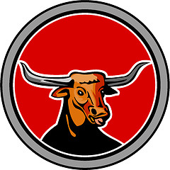 Image showing Texas Longhorn Red Bull Circle Retro