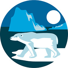 Image showing Polar Bear Iceberg Circle Retro