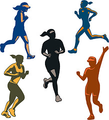 Image showing Female Marathon Runners Retro Set