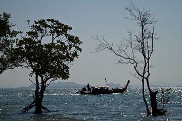 Image showing Long tail boat  in Railay Beach Thailand