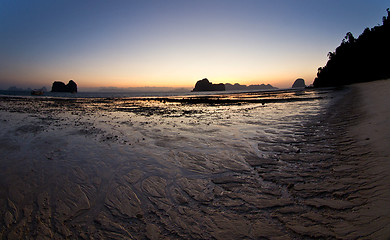 Image showing Sunset at beach in Krabi Thailand