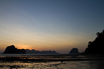 Image showing Sunset at beach in Krabi Thailand