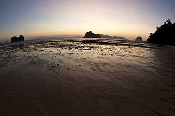 Image showing Sunset at beach in Krabi Thailand