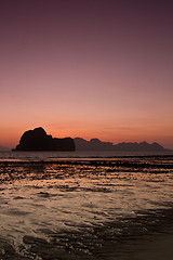 Image showing Sunset at beach in Krabi Thailand