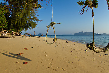 Image showing Rudimentary swing at the beach in thailand