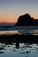 Image showing Sunset at beach in Krabi Thailand