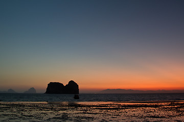 Image showing Sunset at beach in Krabi Thailand