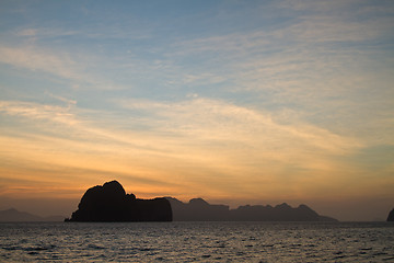 Image showing Sunset at beach in Krabi Thailand