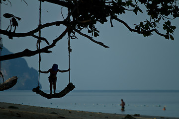 Image showing Rudimentary swing at the beach in thailand