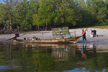 Image showing  Long tail boat  Thailand waiting at the beach