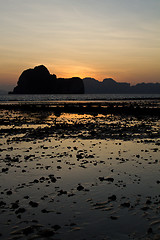 Image showing Sunset at beach in Krabi Thailand