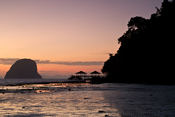 Image showing Sunset at beach in Krabi Thailand