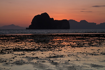 Image showing Sunset at beach in Krabi Thailand