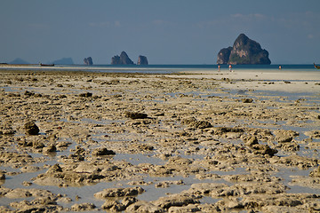 Image showing At the beach in thailand at low tide
