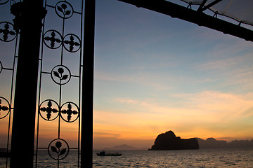 Image showing Sunset at beach in Krabi Thailand