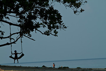 Image showing Rudimentary swing at the beach in thailand