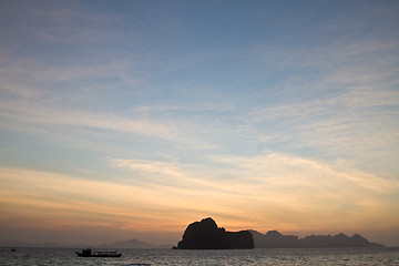 Image showing Sunset at beach in Krabi Thailand